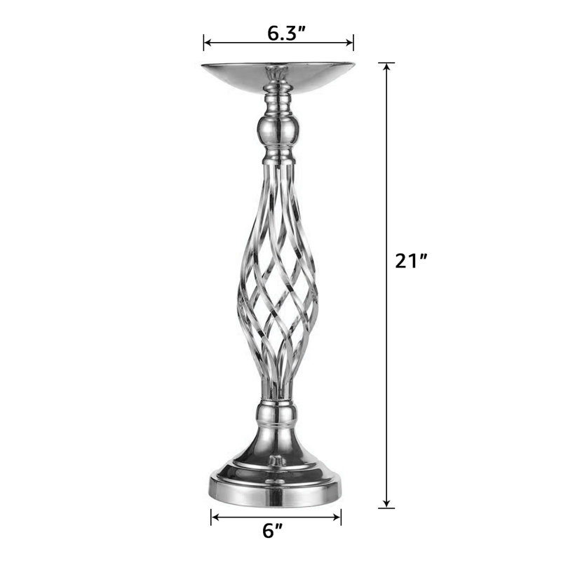Bougeoir en fer pour plateau de table, Argent, 21"