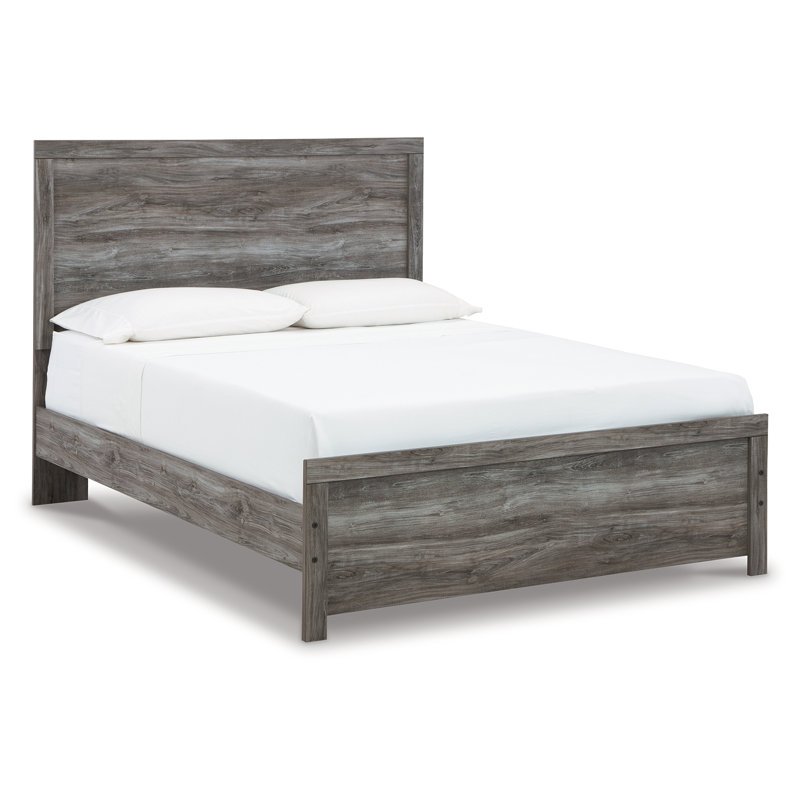Gray Wood Queen Panel Bed with Headboard