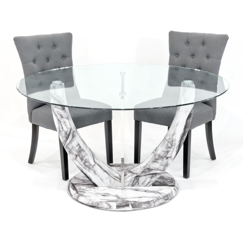 Kipp Glass Dining Set, Grey