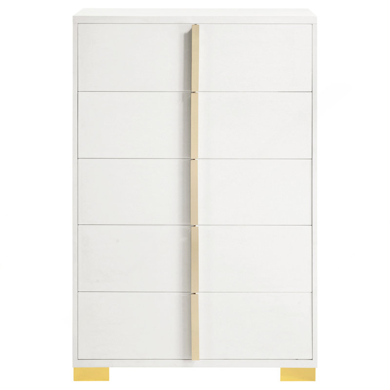 Commode blanche 5 tiroirs Medici, Blanc