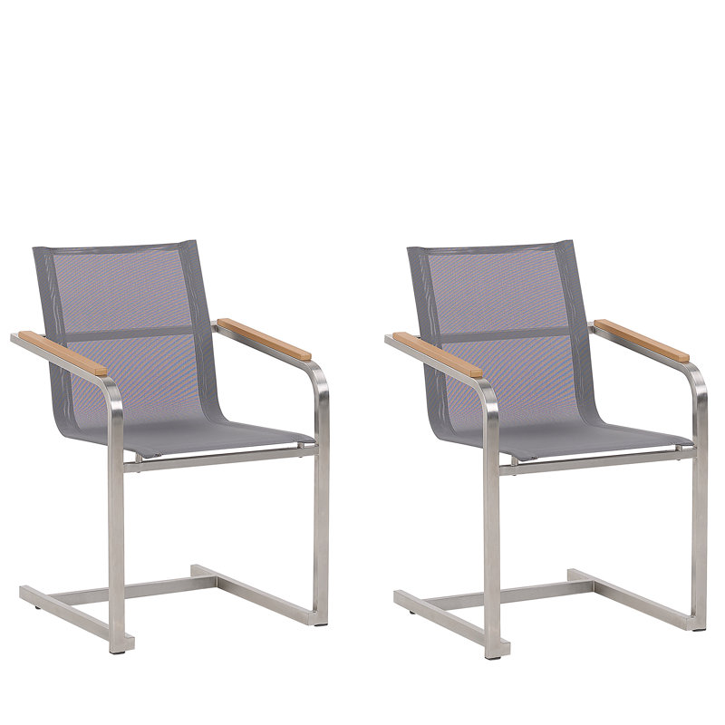 Kinde Patio Dining Armchair with Cushion, Grey