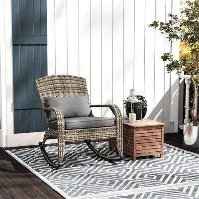 Chaise berçante de jardin avec haut dossier, coussin et coussin - Porch