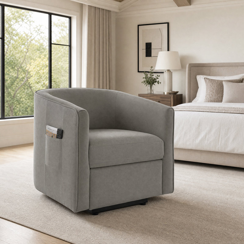 Ergonomic Lift Recliner Chair With Chenille Upholstery & Footrest - Cozy Barrel Design With Side Storage Pocket