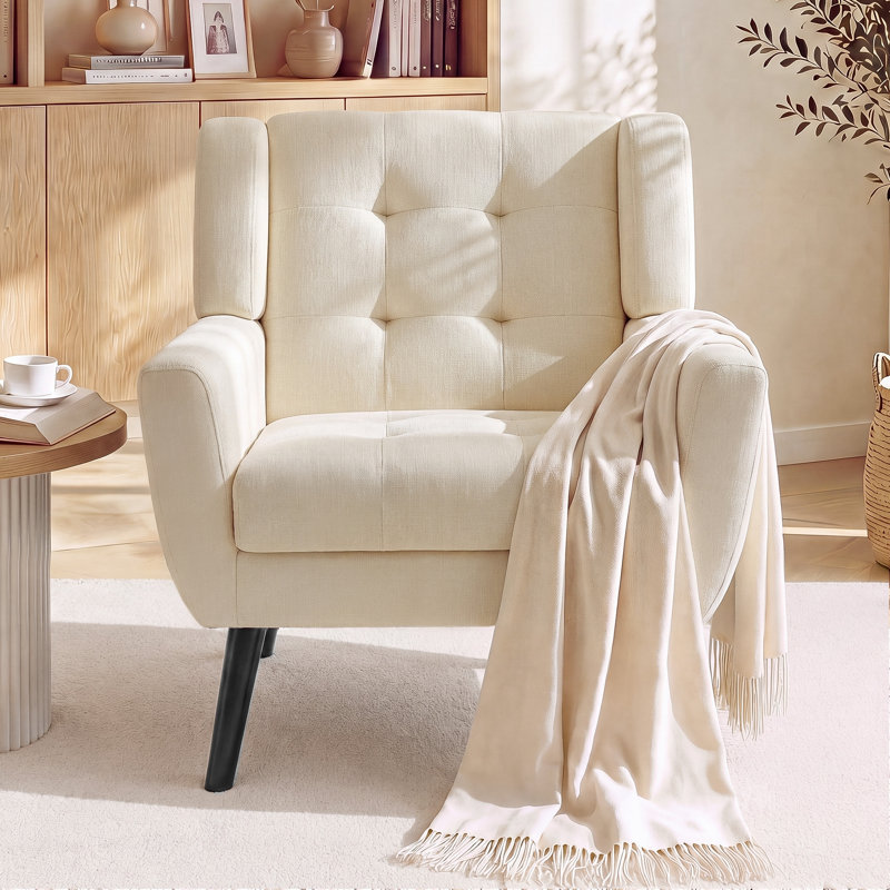 Fauteuil d'appoint Bolanle, Lin blanc