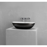 Vast Studio Black Iron/White  Vessel Sink – Oval Countertop Basin with Smooth White Interior, Metallic Luxury Finish & Modern Spa-Inspired Sculpted Design