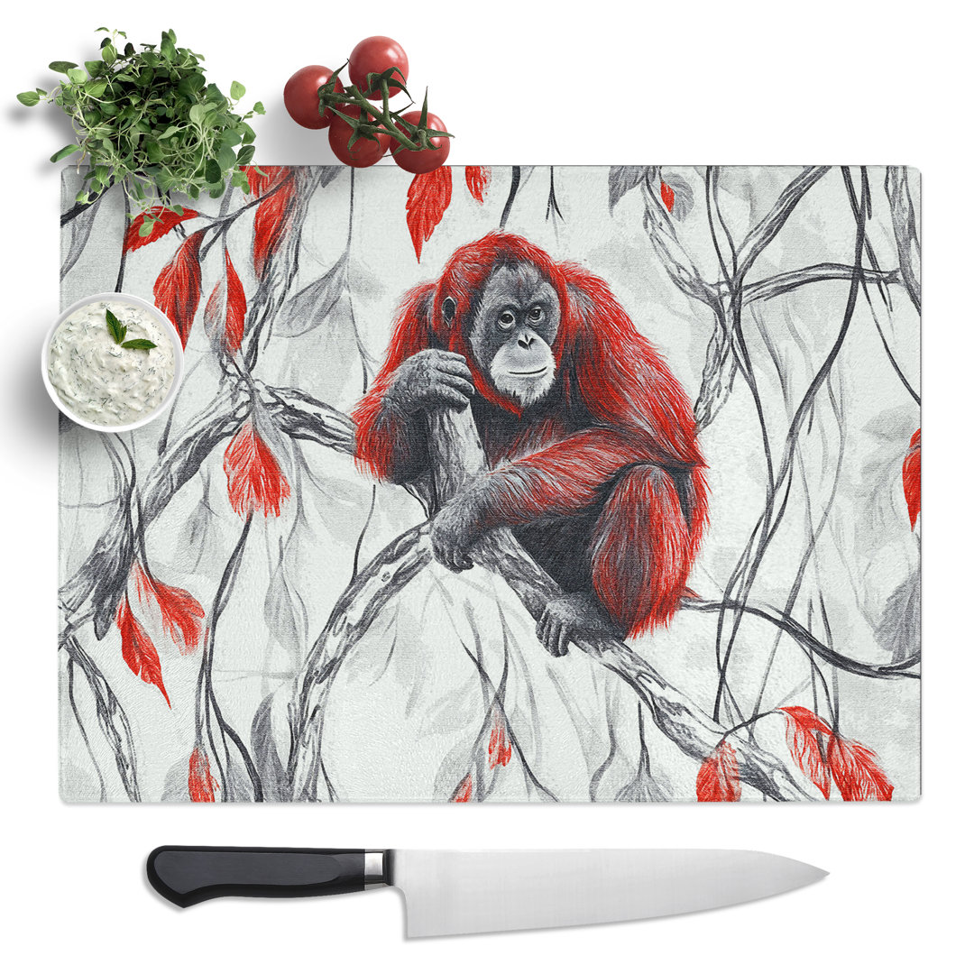 Orangutan  Glass Chopping Board