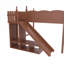 Lit plateforme mezzanine grand format, structure en bois mélangé ton bois naturel avec glissière amovible et échelles