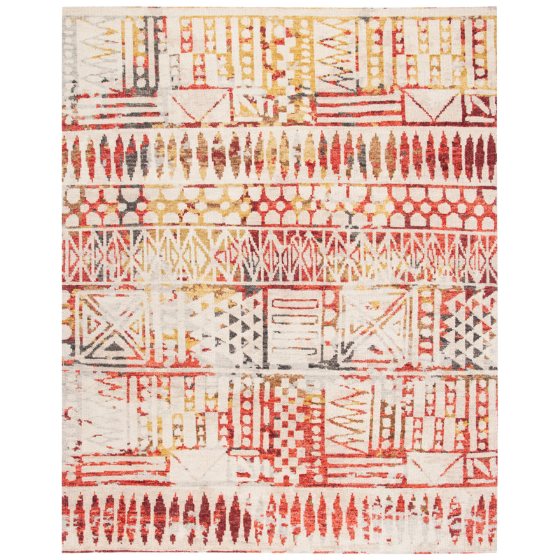 Samarkand 182 Area Rug In Red / Ivory, Rectangle 6' x 9'