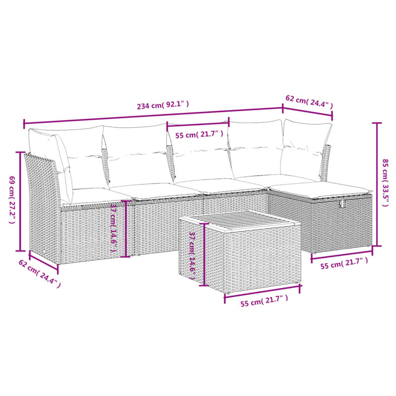 Vidaxl Garden Sofa Set Grey