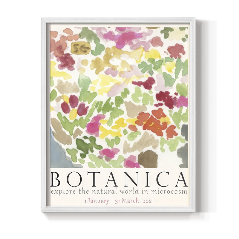 Affiche d'exposition botanique I, reproduction encadrée - bois massif, H 30 po x l 24 po, Blanc