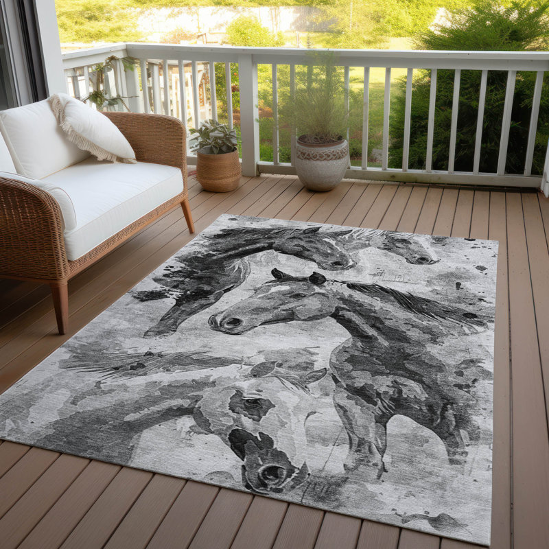 Tapis gris intérieur / extérieur lavable à la machine Cinead ACN1720, Rectangle 5 pi x 7 pi 6 po