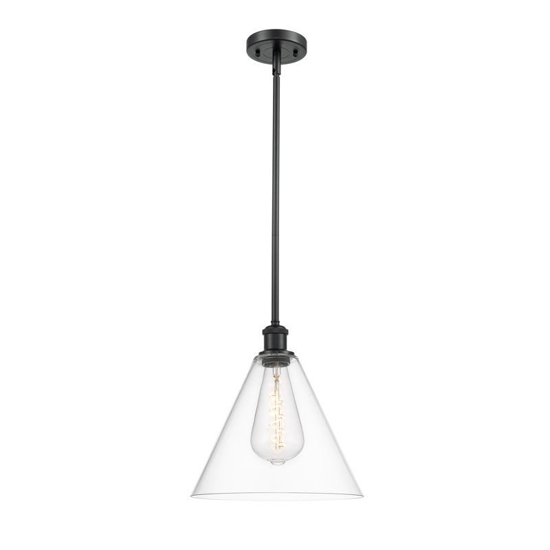 Allean 1 - Light Single Pendant, Matte Black, 9.75" H x 8" W x 8" D, White