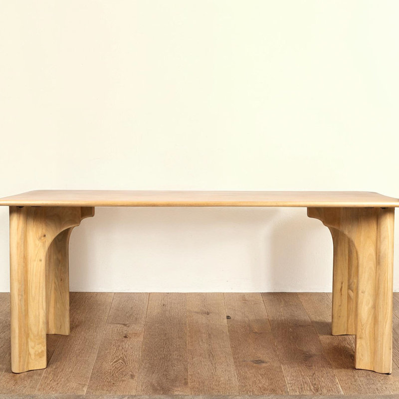 Everly Rectangular Mango Wood Dining Table with Arched Base