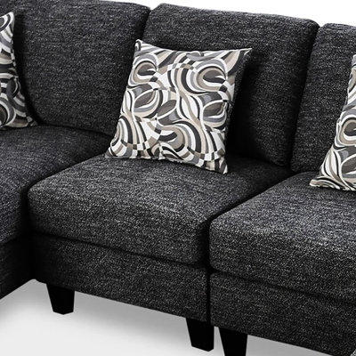 1pc Living Room Armless Chair, Gray Chenille Upholstery, Contemporary Transitional Style, Solid Wood And Fitted Back Pillows Chair With Fabric, Struct