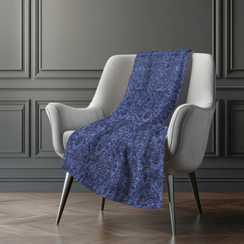 Jeté floral Sherpa ASB661 Addison, Marine
