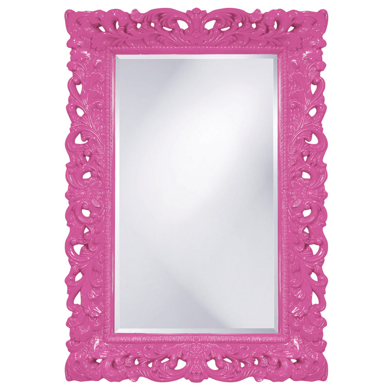Luise Ornate Beveled Framed Accent Mirror, Hot Pink