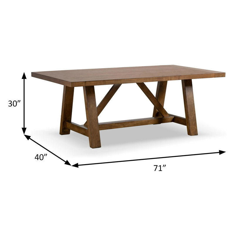 71" W Rustic Dining Table, Brown, 30" H x 71" L x 40" W