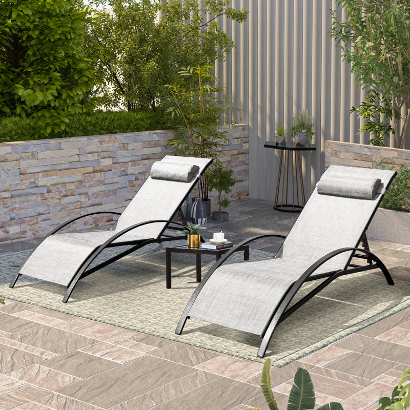 Ensemble de chaise longue d'extérieur EROMMY, Gris blanc