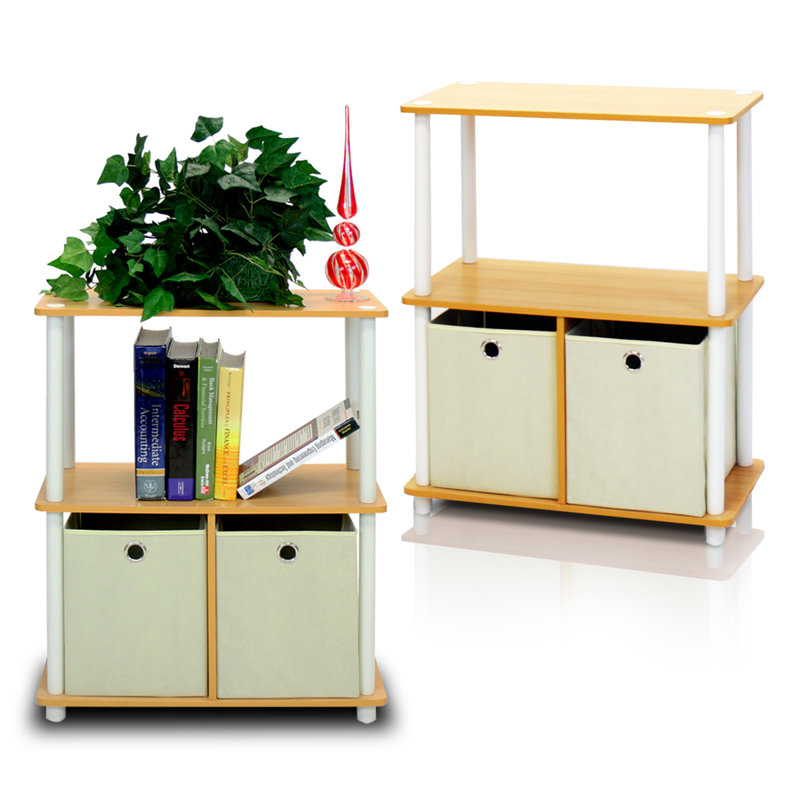 Joseph 2-Bins Multipurpose Storage Shelf Bookcase, Beech