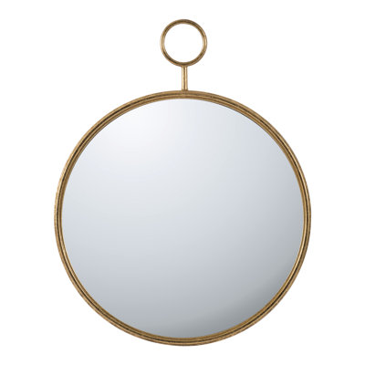 26" X 32" Circle Wall Mirror In Gold Metal Frame - Illuminate Living Room, Entryway, Office Clear Reflection, Structure With Decor Crystal Iron