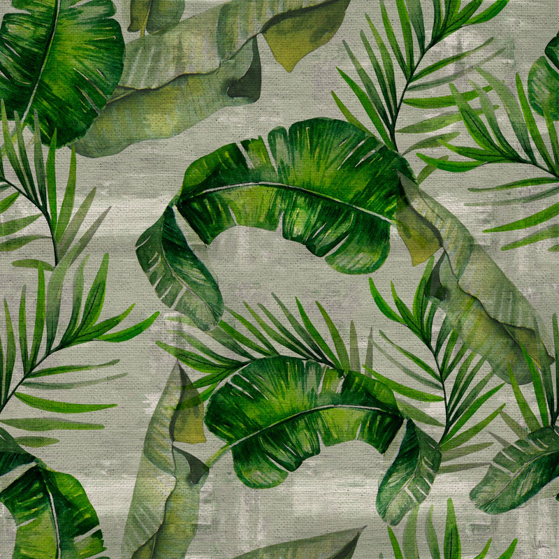 « banane leaf madness », reproduction de peinture à l’aquarelle sur toile, H 48 po x l 48 po x P 1,5 po