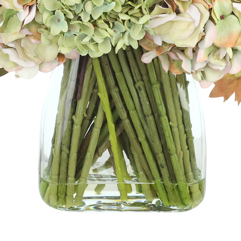 Fall Hydrangea and Heather Arrangement in Decorative Vase