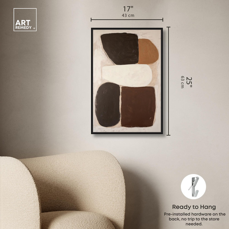 «Asymmetric Balance I» par Art Remedy, H 25 po x l 17 po, Cadre flottant, Noir