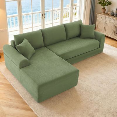 Boneless 103" Modular Sectional Cloud Sofa - Boneless Couch with Deep Seat, Non Slip Base, Folding Sofa Sectional Couches for Living Room, Cozy Modular Couch with L-Shape Chaise, No Assembly Required, Black
