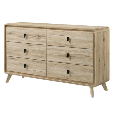 Commode 6 tiroirs avec finition inspirée du bois pour la chambre à coucher