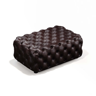 Faux Leather Upholstered Modular Ottoman Sectional Couch with Pure Handmade Button Tufted Design, Multi Combination for Living Room,Dark Brown