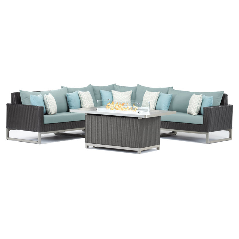 Ensemble de conversation modulaire avec coussins Sunbrella, Brun, Toile spa Sunbrella®