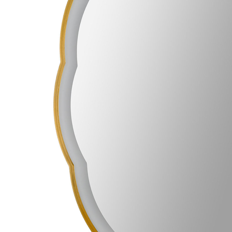 Round Wavy Metal Frame;Round Lighted;Bathroom/Vanity Mirror;Backlit + Front Lit,Dimmable Anti Fog Wall Mounted Mirror, Gold