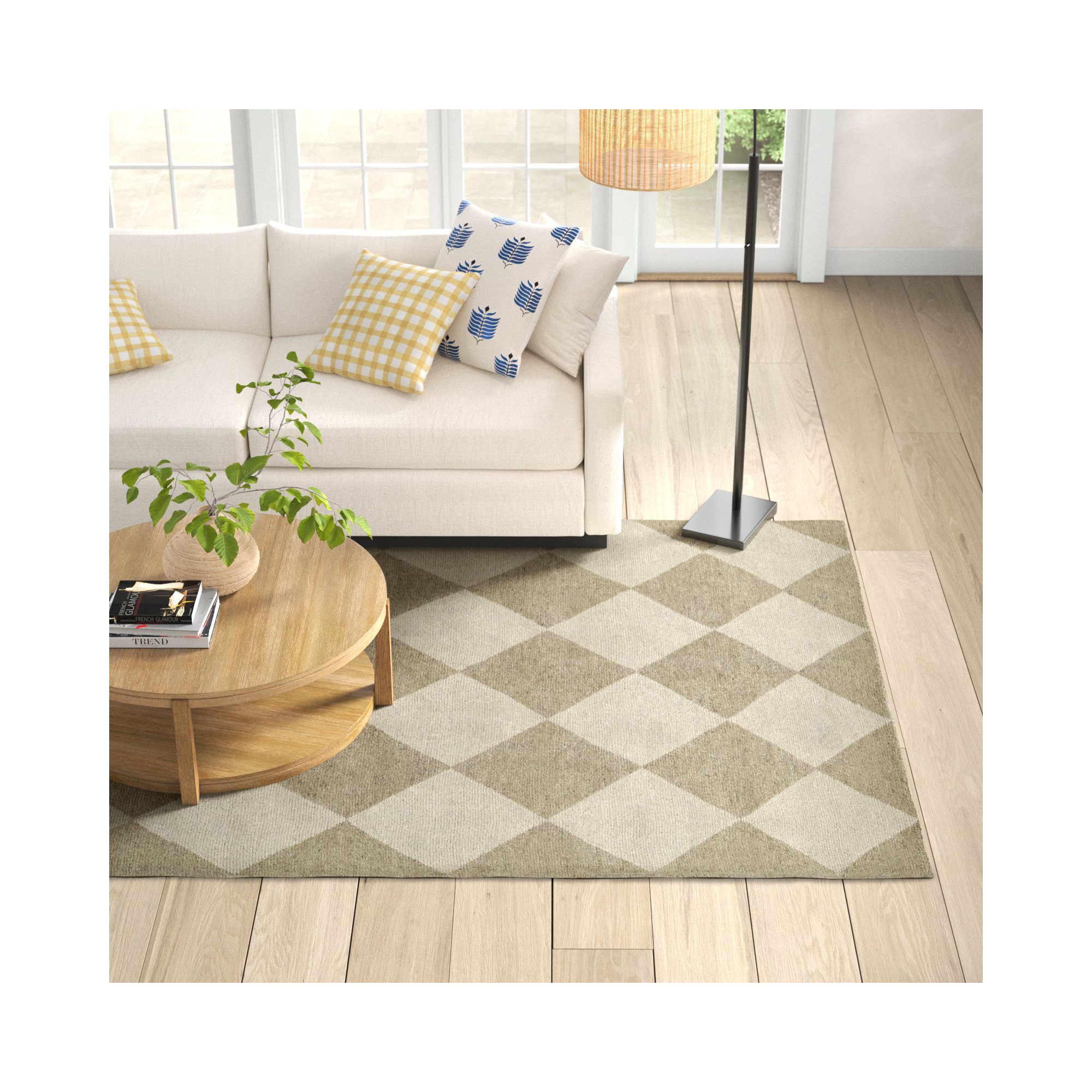 Winnie Handmade Wool Beige/Tan Rug, Rectangle 6'3" X 9'