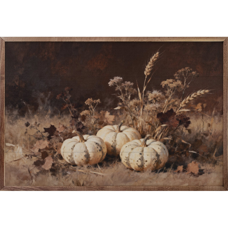 Three Pumpkins In Grass, H 5 po x l 8 po