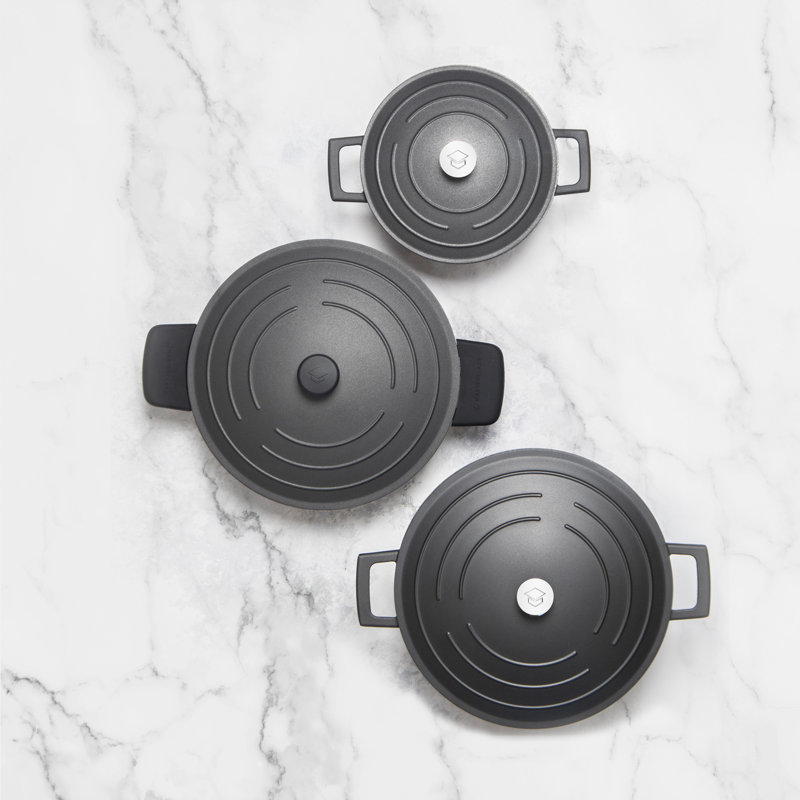 3pc Black Cast Aluminium Casserole Dish Set