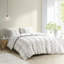 Ensemble de housse de couette 3 pièces en coton gris / double - réversible, boutonné, attaché en coin, lavable à la machine, 100% avec détails, fermeture à boutons, attaches intérieures, approuvé