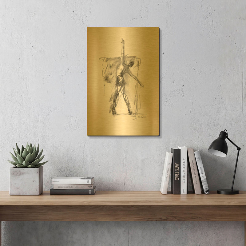 «Dance figure 2» par Stellar Design Studio, art mural en métal doré, 16 po x 24 po, 16"x24"