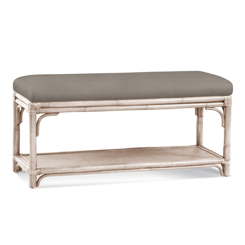 Banc de rangement en osier Summer Retreat, Bisque, Performance de Crypton en pierre; 0884-83