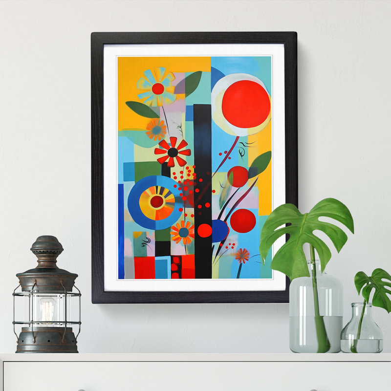 Flowers Constructivism Floral Vol.1 - Framed Print, 34cm H x 25cm W x 2cm D, Oak Framed