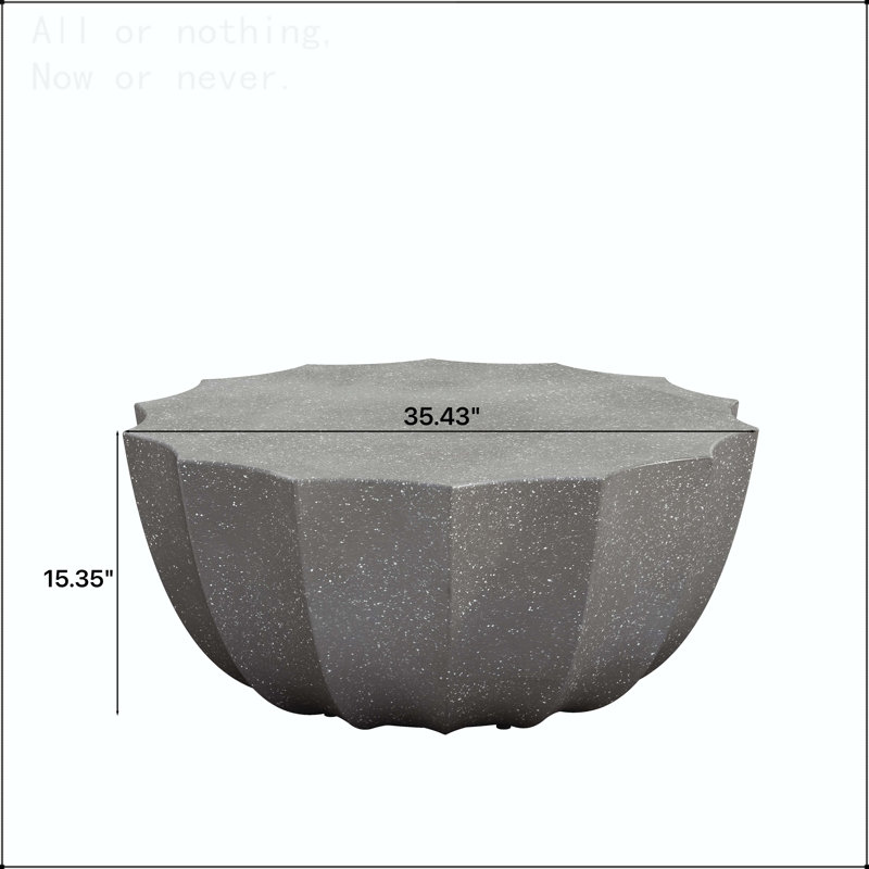 Table basse moderne et imperméable en oxyde de magnésium, L 35,43 po, Gris, Spécialité