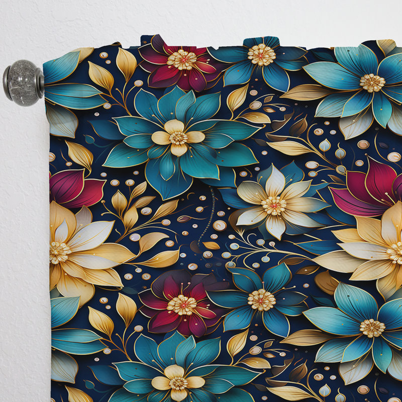 Motif marocain Boho Motif IV - Rideau floral - Rideau floral obscurcissant - 1 panneaux, L 52 po x L 95 po