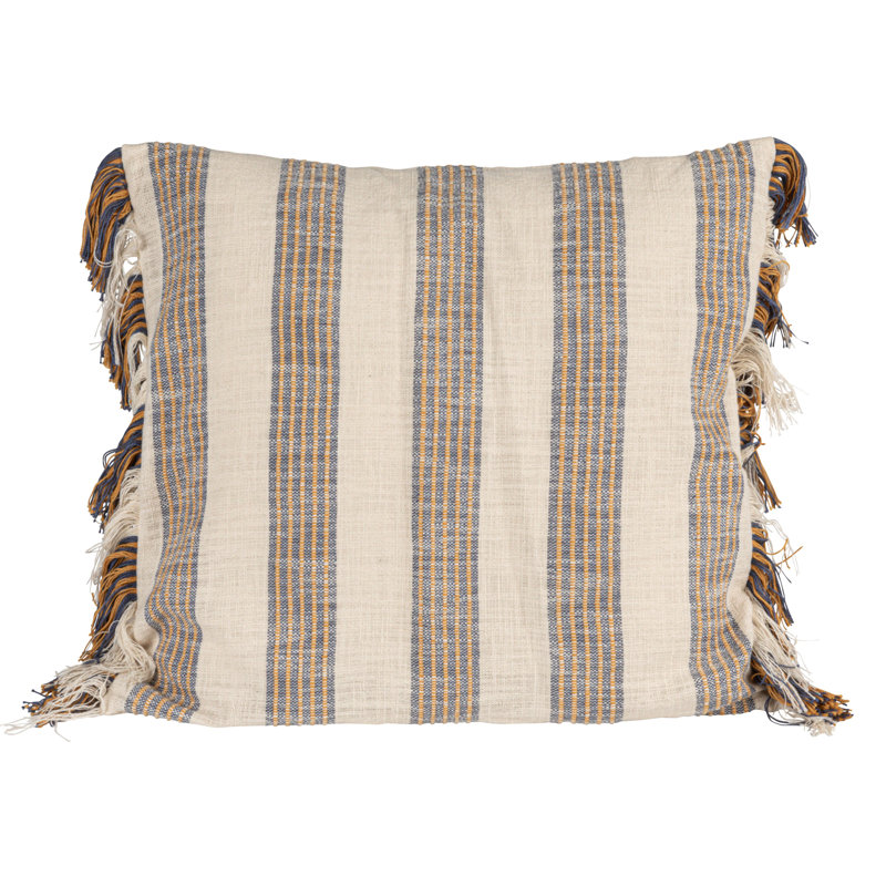 Stripe Cotton Pillow With Fringe