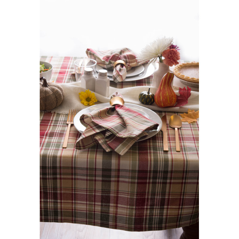 Bridgecliff Paid 100% Cotton Tablecloth, 104" L x 60" W