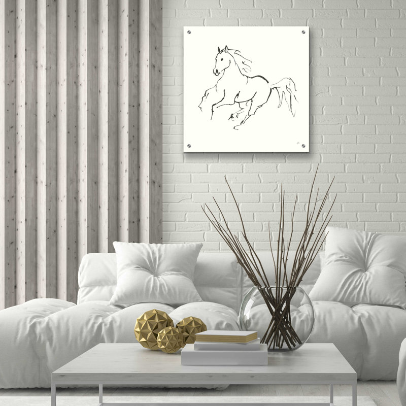 «Line Horse III» par Chris Paschke - reproduction de dessin sans cadre, H 24 po x l 24 po x P 0,2 po