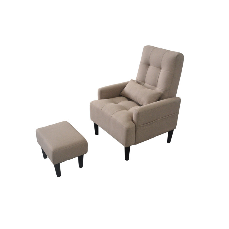Fauteuil inclinable en tissu gris avec rembourrage confortable et lit de salon moderne de style loisir - réglable en 5 angles, poussoir, gris, doux