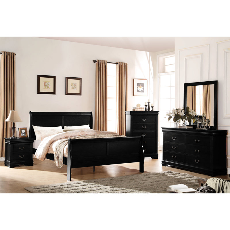 Lit très grand élégant - 45,98 po Hauteur et 74,26 lb. Poids: noir, profondeur de 79,64 po pour un grand espace, Black