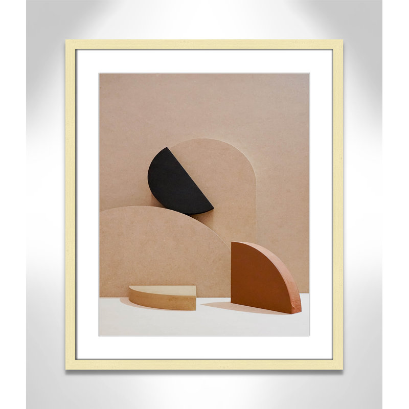 Neutral Harmony dévoilé par Casa Fine Arts, H 25,5 po x l 21,5 po, Cadre or en forme de boîte or, Blanc