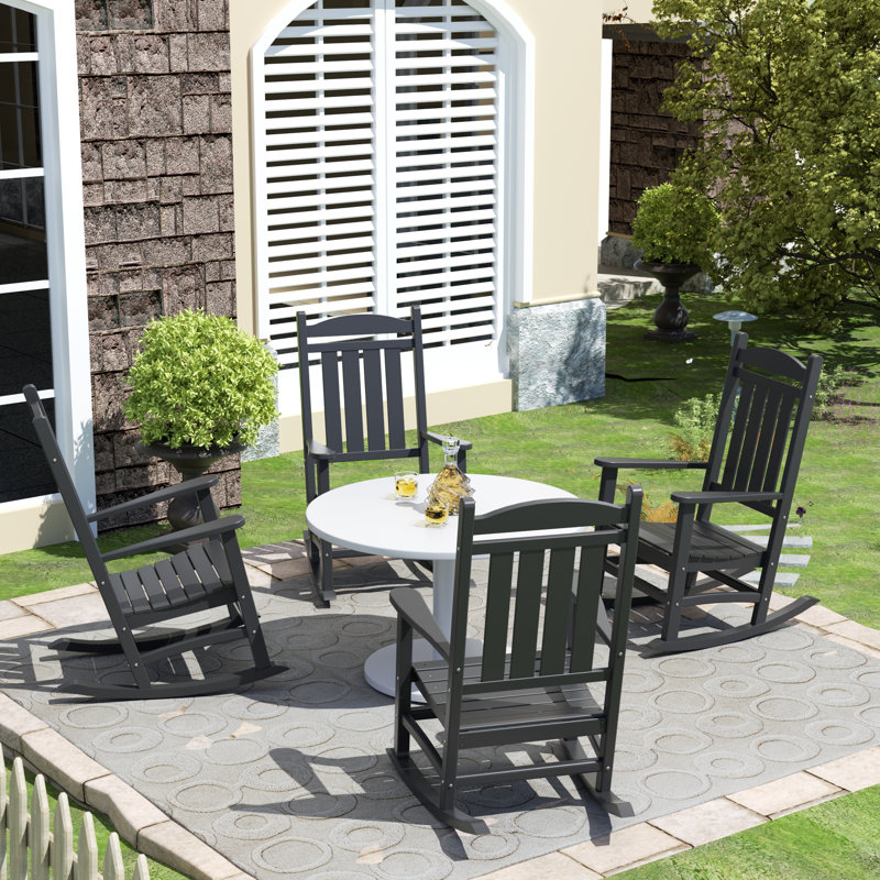 Chaise berçante d'extérieur en plastique Laguna, Gris