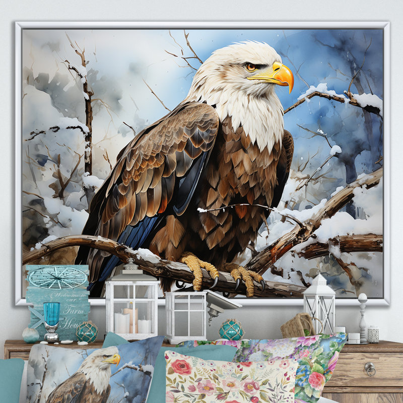 Prismatic Majestic Bold Eagle IV sur toile, H 16 po x l 32 po x P 1 po, Cadre flottant blanc