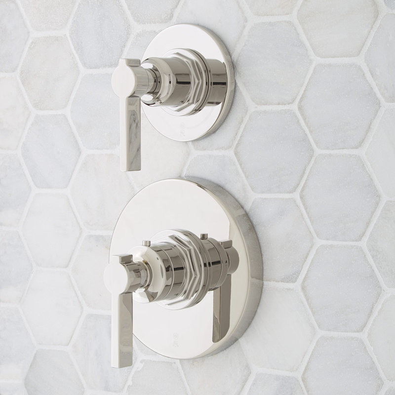 Signature Hardware Greyfield Shower Faucet, Polished Nickel, 0.75"
